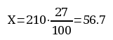 X=210*27/100=56.7